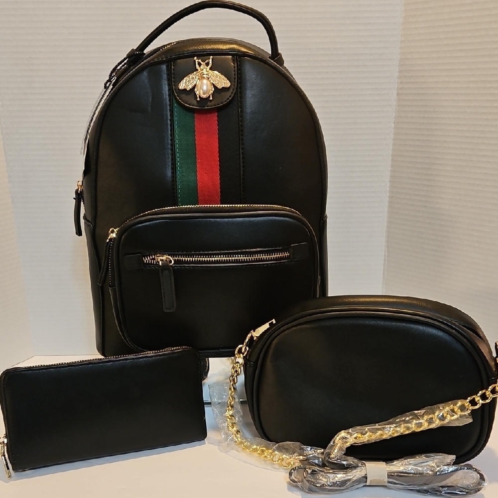 Elegant Inspired Black Backpack Set